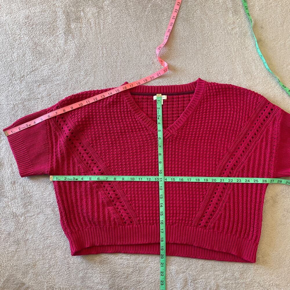 Sundance Sweater Womens Extra Large Pink Chunky Knit Cotton Short Sleeve V Neck - Picture 5 of 5